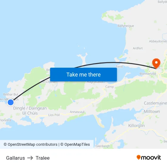Gallarus to Tralee map