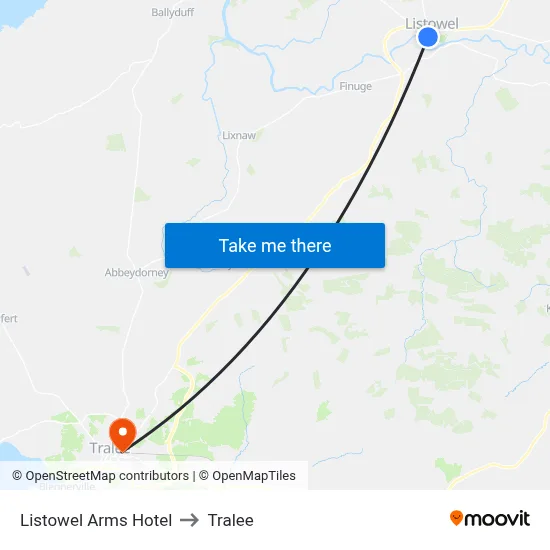 Listowel Arms Hotel to Tralee map