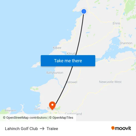 Lahinch Golf Club to Tralee map