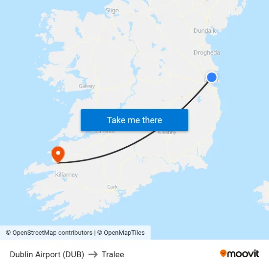 Dublin Airport (DUB) to Tralee map