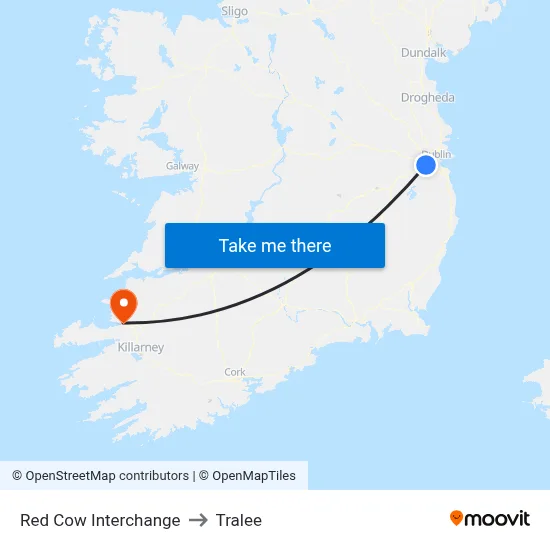 Red Cow Interchange to Tralee map