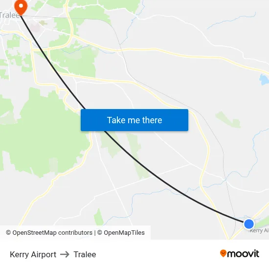Kerry Airport to Tralee map