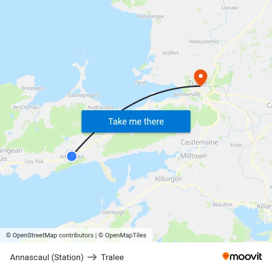 Annascaul (Station) to Tralee map