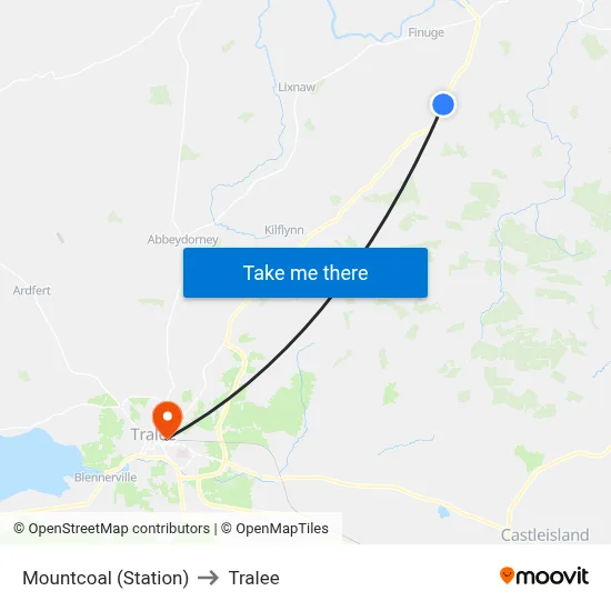 Mountcoal (Station) to Tralee map