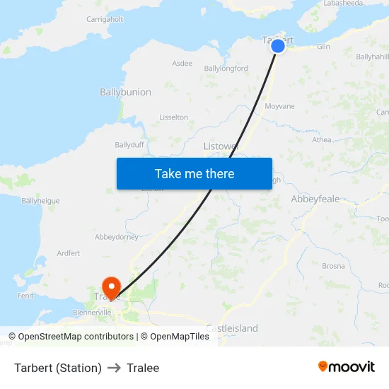 Tarbert (Station) to Tralee map