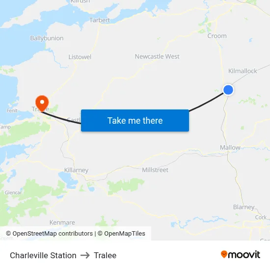 Charleville Station to Tralee map