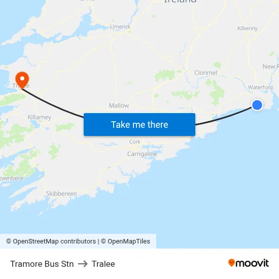 Tramore Bus Stn to Tralee map
