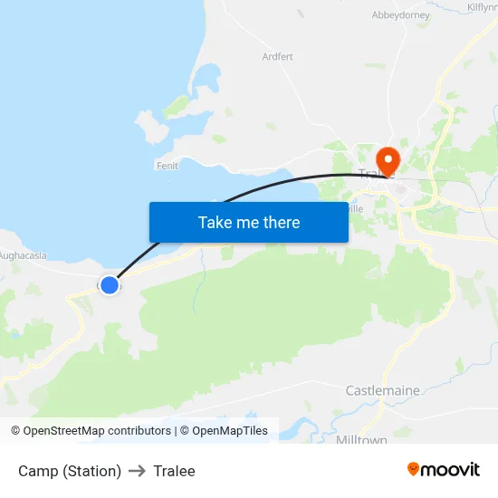 Camp (Station) to Tralee map