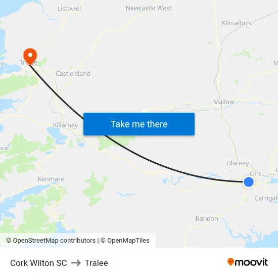 Cork Wilton SC to Tralee map