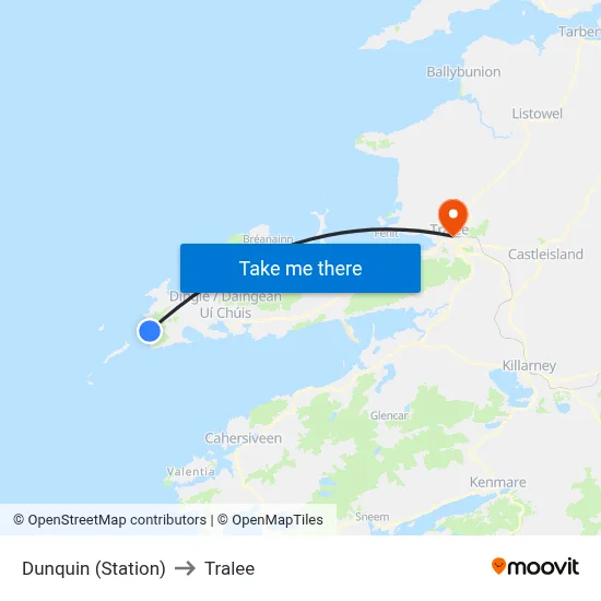 Dunquin (Station) to Tralee map