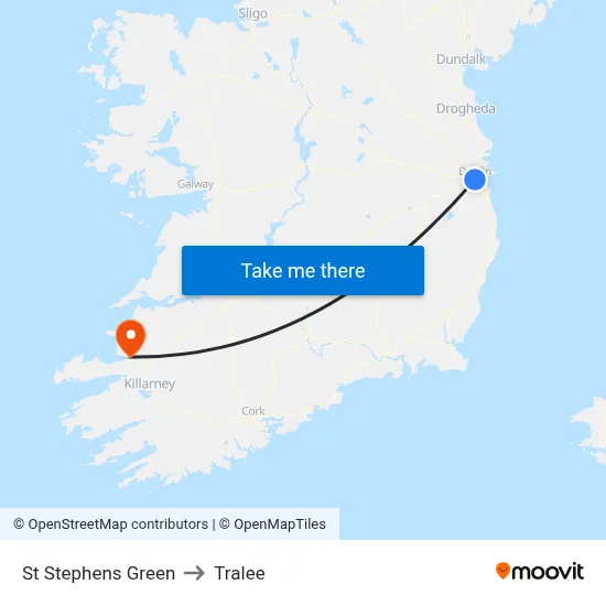 St Stephens Green to Tralee map