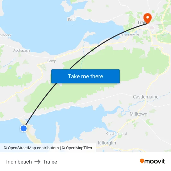 Inch beach to Tralee map