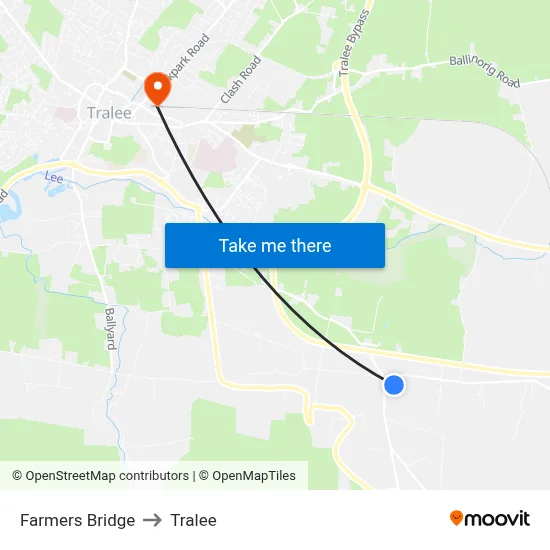 Farmers Bridge to Tralee map