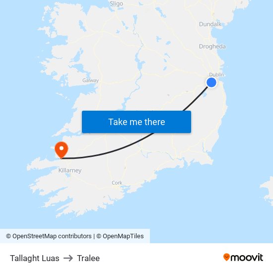 Tallaght Luas to Tralee map
