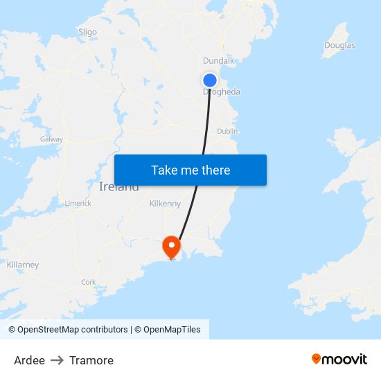 Ardee to Tramore map