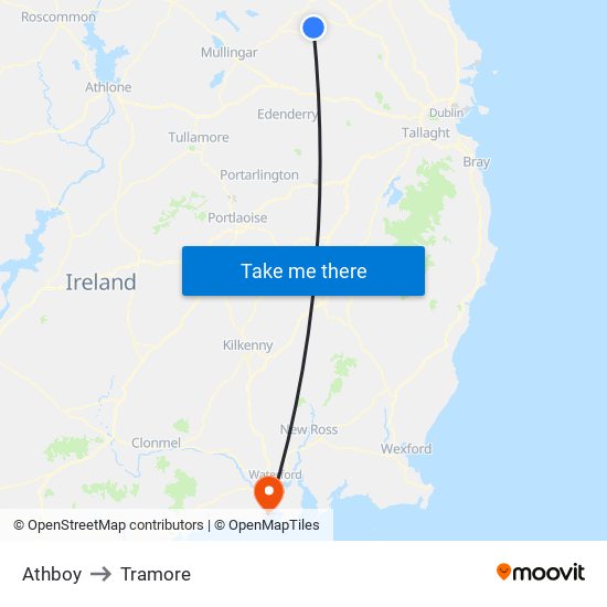 Athboy to Tramore map