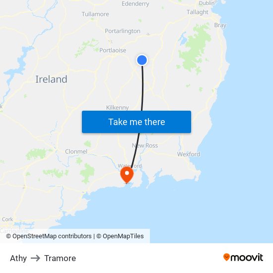 Athy to Tramore map