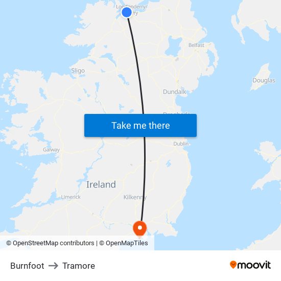 Burnfoot to Tramore map