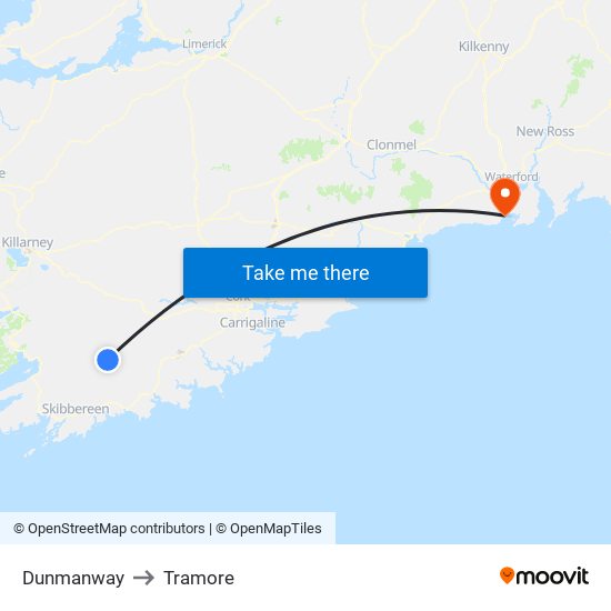 Dunmanway to Tramore map