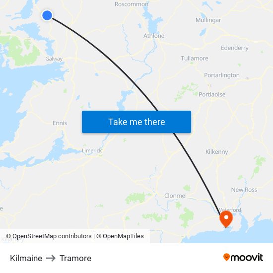 Kilmaine to Tramore map