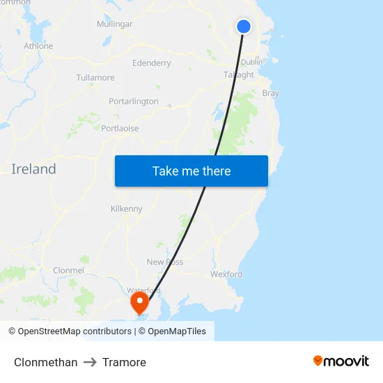 Clonmethan to Tramore map