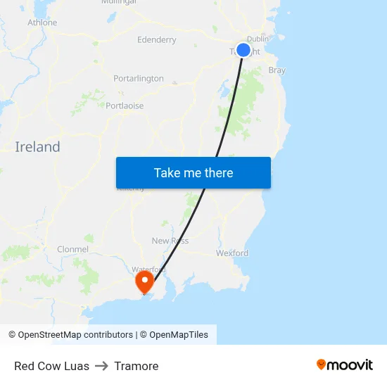 Red Cow Luas to Tramore map