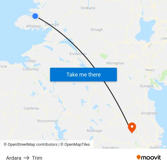 Ardara to Trim map
