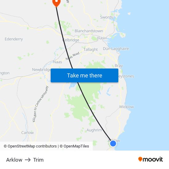 Arklow to Trim map