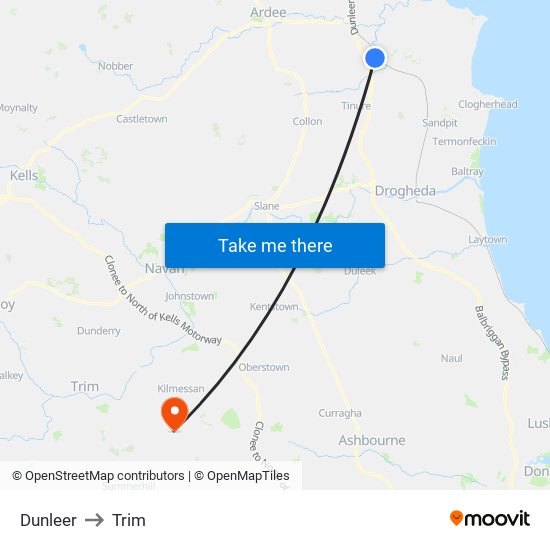 Dunleer to Trim map