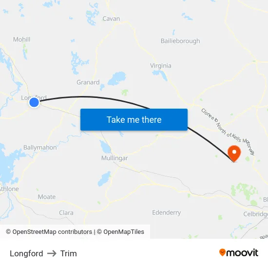 Longford to Trim map