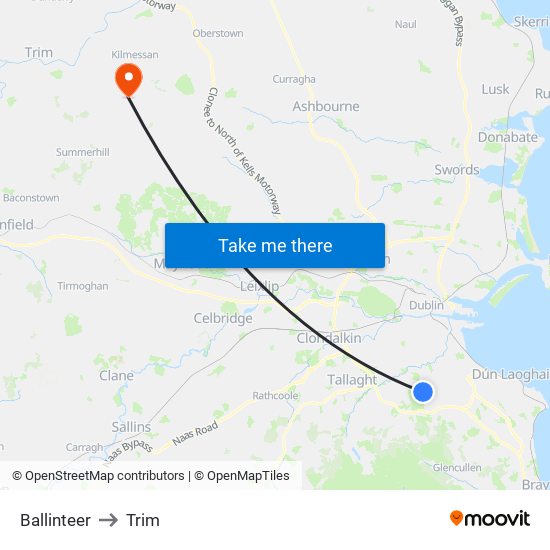 Ballinteer to Trim map