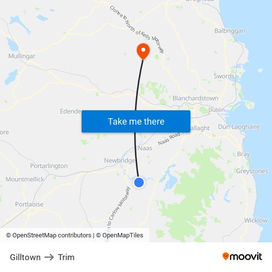 Gilltown to Trim map