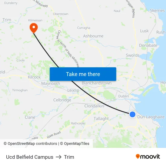 Ucd Belfield Campus to Trim map