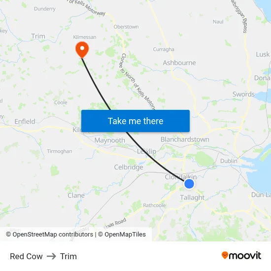 Red Cow to Trim map