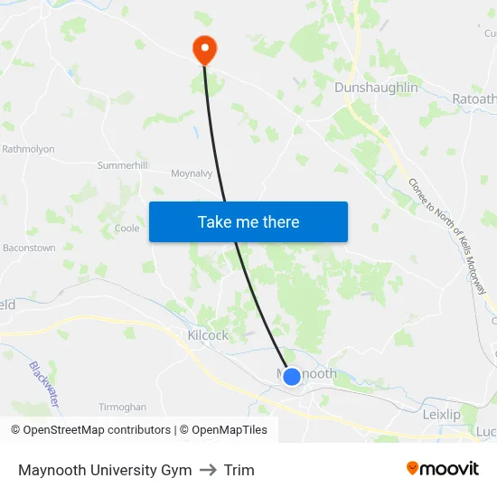 Maynooth University Gym to Trim map