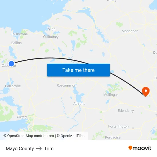 Mayo County to Trim map