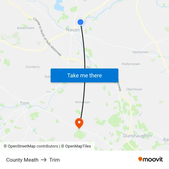 County Meath to Trim map