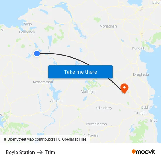 Boyle Station to Trim map