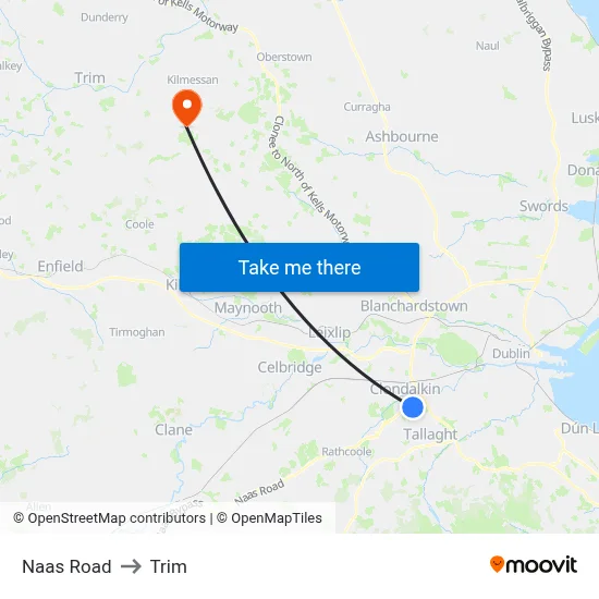Naas Road to Trim map