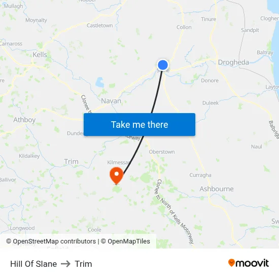 Hill Of Slane to Trim map