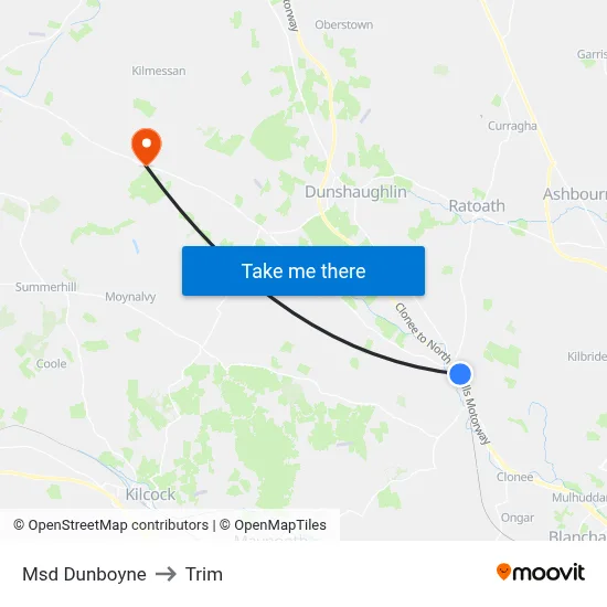 Msd Dunboyne to Trim map