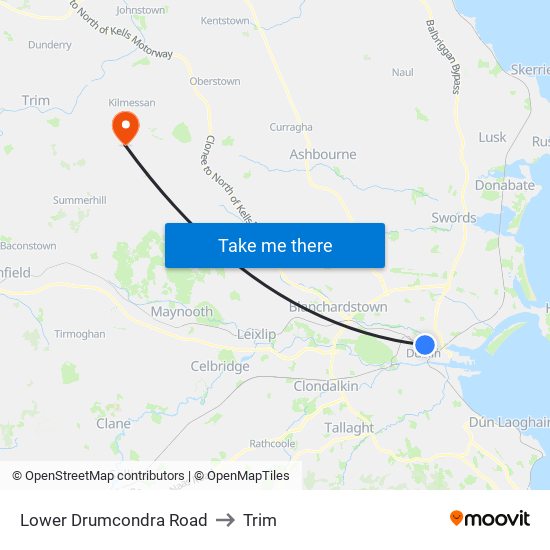 Lower Drumcondra Road to Trim map