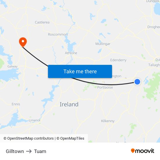 Gilltown to Tuam map