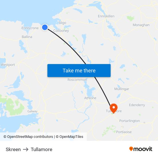 Skreen to Tullamore map