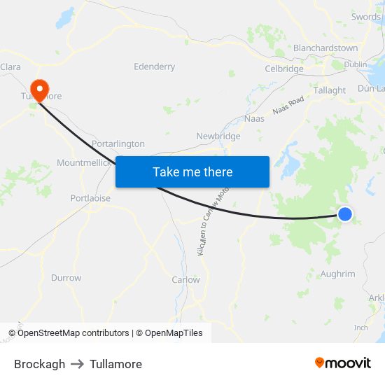 Brockagh to Tullamore map