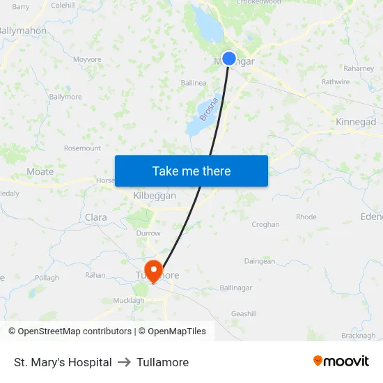 St. Mary's Hospital to Tullamore map