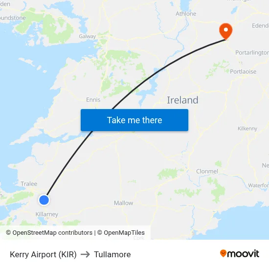 Kerry Airport (KIR) to Tullamore map
