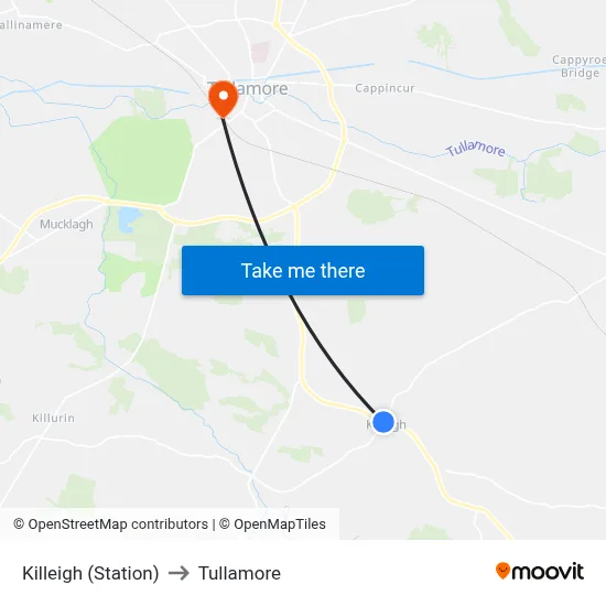 Killeigh (Station) to Tullamore map