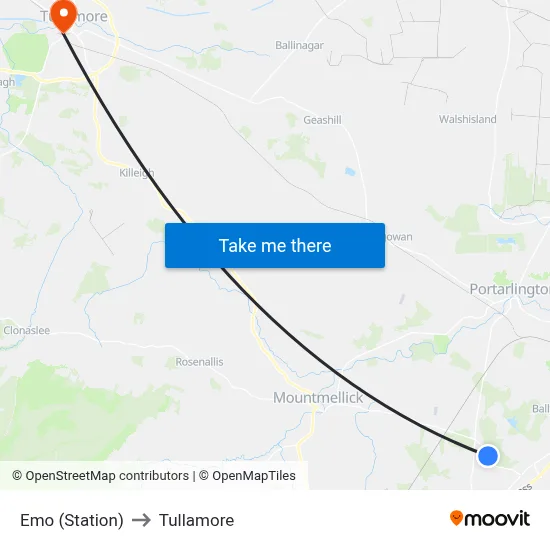 Emo (Station) to Tullamore map