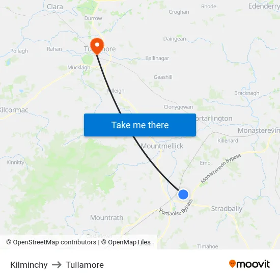 Kilminchy to Tullamore map